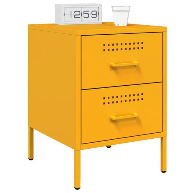 Berkfield Home Durable Bedside Cabinets 2 pcs Mustard Yellow 36x39x50.5 cm Steel - image 1
