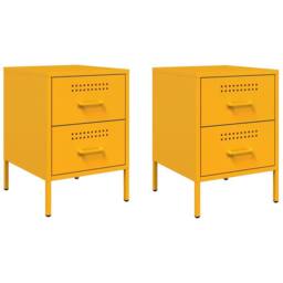 Berkfield Home Durable Bedside Cabinets 2 pcs Mustard Yellow 36x39x50.5 cm Steel - thumbnail 3