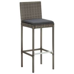 Berkfield Home 5 Piece Garden Bar Set Grey Solid Wood Acacia & Poly Rattan - thumbnail 4