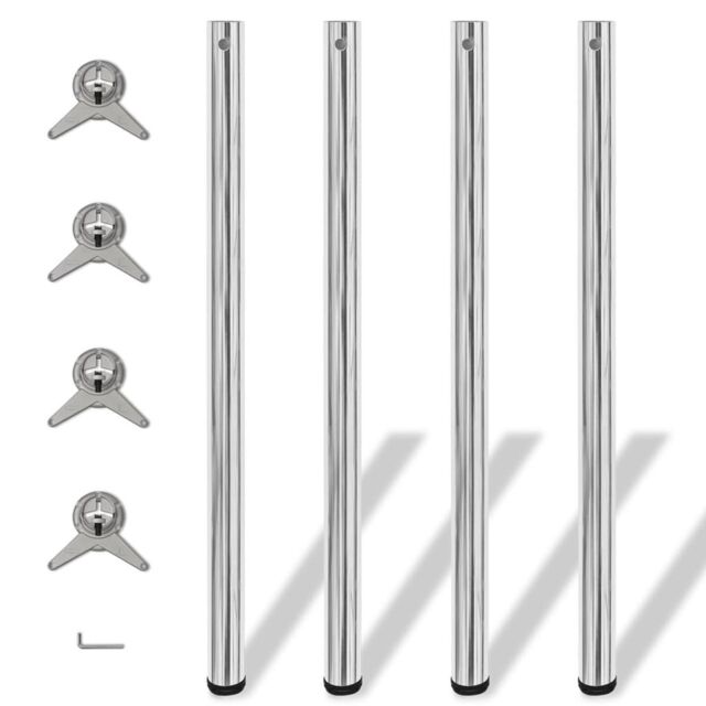 Berkfield Home 4 Height Adjustable Table Legs Chrome 1100 mm in Silver - image 1
