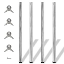 Berkfield Home 4 Height Adjustable Table Legs Chrome 1100 mm in Silver - thumbnail 1
