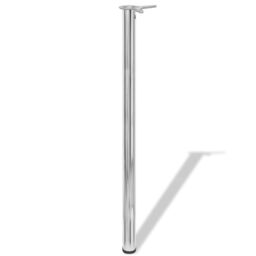 Berkfield Home 4 Height Adjustable Table Legs Chrome 1100 mm in Silver - thumbnail 2