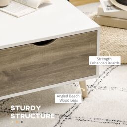 HOMCOM Modern Coffee Tables for Living Room w/ Storage Shelves, White - thumbnail 6