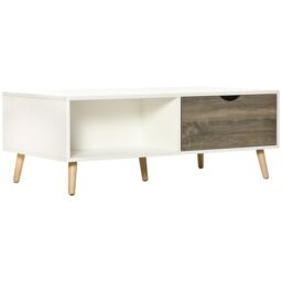 HOMCOM Modern Coffee Tables for Living Room w/ Storage Shelves, White - thumbnail 2