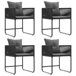 Berkfield Home Garden Chairs with Cushions 4 pcs Black Poly Rattan - thumbnail 6