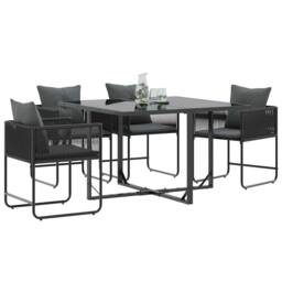 Berkfield Home Garden Chairs with Cushions 4 pcs Black Poly Rattan - thumbnail 3