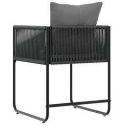 Berkfield Home Garden Chairs with Cushions 4 pcs Black Poly Rattan - thumbnail 7