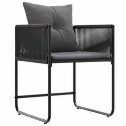 Berkfield Home Garden Chairs with Cushions 4 pcs Black Poly Rattan - thumbnail 1