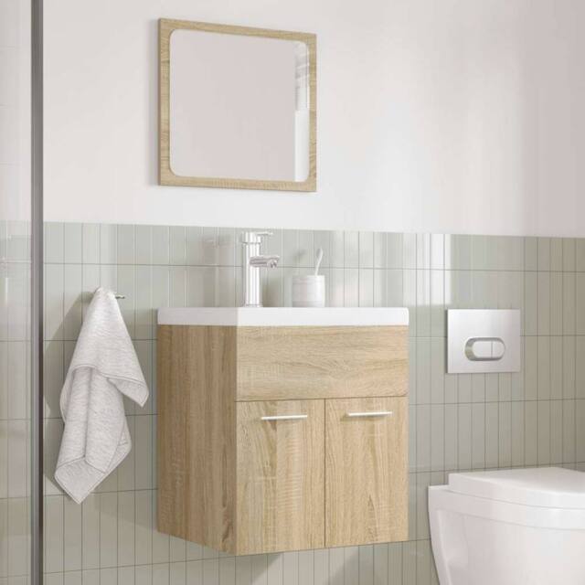 Berkfield Home Practical 3 Piece Bathroom Furniture Set Sonoma Oak Engineered Wood in Light Tan - image 1