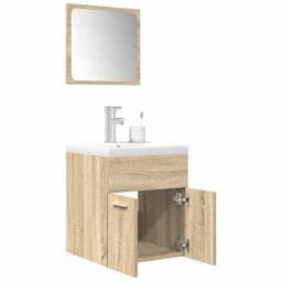 Berkfield Home Practical 3 Piece Bathroom Furniture Set Sonoma Oak Engineered Wood in Light Tan - thumbnail 2