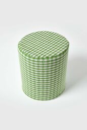 Homescapes Gingham Check Round Pouffe Cotton in Green - thumbnail 3