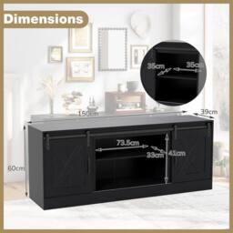 Costway Wooden TV Stand Cabinet for 70 Inch TVs Media Entertainment Center in Black - thumbnail 7