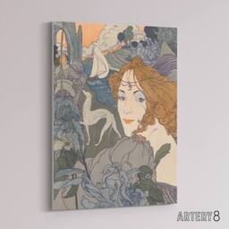 "Artery8 Homecoming Dream Painting Canvas Wall Art Print Georges de Feure in Blue - Size: W18"" x H24""" - thumbnail 2