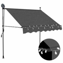 Berkfield Home Manual Retractable Awning with LED 150 cm Anthracite in Dark Grey - thumbnail 2