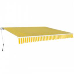 Berkfield Home Folding Awning Manual Operated 600 cm Yellow/White in Yellow - thumbnail 2