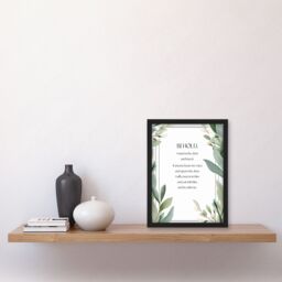 Artery8 Wall Art Print Behold Stand at Door & Knock Green Christian Bible Quote Framed Art - Size: A4 - thumbnail 4