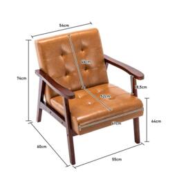 HomeMiYN Orange Vintage Faux Leather Armchair with Solid Wood Legs Compact in Burnt Orange - thumbnail 5