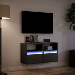 Berkfield Home TV Wall Cabinets with LED Lights 2 pcs Black 41x31x45 cm - Size: 41 x 31 x 45 cm - thumbnail 5