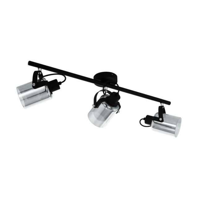 Loops Flush Ceiling Light Black Chrome Transparent Glass Vaporized Bulb E27 3x40W - image 1