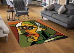 Benjamin Tate Design Frowning Man Closeup Designer Rug in Natural - Size: Large - thumbnail 2