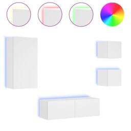 Berkfield Home 4 Piece TV Wall Cabinets with LED Lights White - thumbnail 1