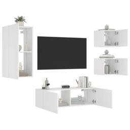 Berkfield Home 4 Piece TV Wall Cabinets with LED Lights White - thumbnail 4