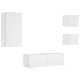 Berkfield Home 4 Piece TV Wall Cabinets with LED Lights White - thumbnail 3