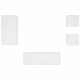 Berkfield Home 4 Piece TV Wall Cabinets with LED Lights White - thumbnail 7