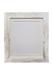 Frames & Mirrors 4U Metro Distressed White Frame with Ivory Mount 45 x 30CM Image Size 14 x 8 Inch - Size: 45 x 30 cm