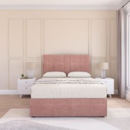 Sloomy Kansas Plush Velvet Memory Foam Bed Set With 4 Drawers, Mattress & Headboard in Pink - Size: King - thumbnail 3