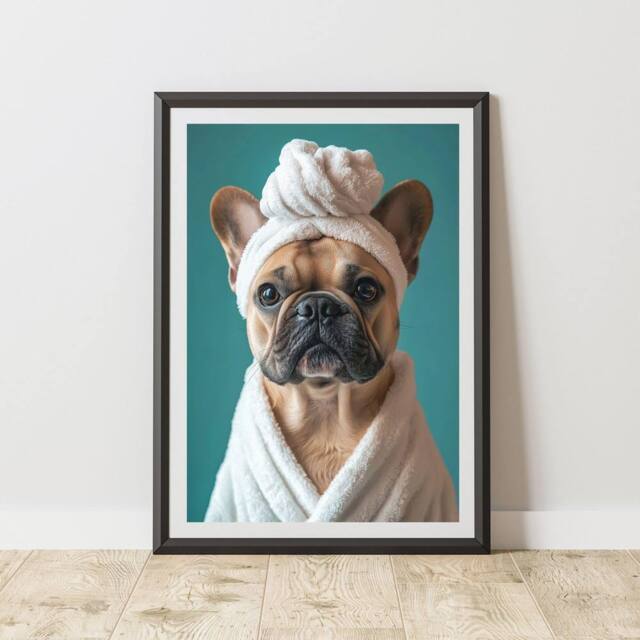 60 SECOND MAKEOVER French Bulldog Towel Animal Print - Size: A4 - image 1