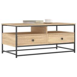 Berkfield Home Coffee Table Sonoma Oak 100x51x45 cm Engineered Wood in Light Brown - Size: 100 x 51 x 45 cm - thumbnail 3