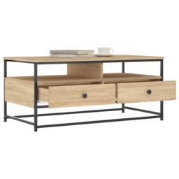 Berkfield Home Coffee Table Sonoma Oak 100x51x45 cm Engineered Wood in Light Brown - Size: 100 x 51 x 45 cm - thumbnail 4