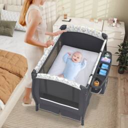 CASART 5 in 1 Portable Pack & Play Baby Nursery Center w/Bassinet &Travel Bag - Size: Cot Bed - thumbnail 1