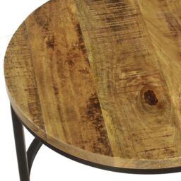 Jaipur Furniture Ltd Industrial Round Stool (Set of 2) - Mango Wood/Iron - L70 x W70 x H40 cm - Mango PP Saw Finish in Brown - thumbnail 6