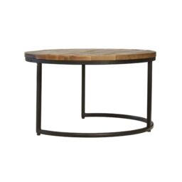 Jaipur Furniture Ltd Industrial Round Stool (Set of 2) - Mango Wood/Iron - L70 x W70 x H40 cm - Mango PP Saw Finish in Brown - thumbnail 3