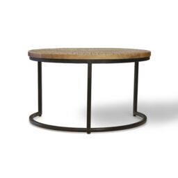 Jaipur Furniture Ltd Industrial Round Stool (Set of 2) - Mango Wood/Iron - L70 x W70 x H40 cm - Mango PP Saw Finish in Brown - thumbnail 4
