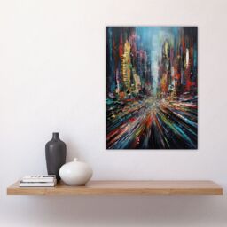 "Artery8 Abstract City New York Rush Hour Traffic Oil Painting Large Wall Art Poster Print Thick Paper 18X24 Inch - Size: W18"" x H24""" - thumbnail 4