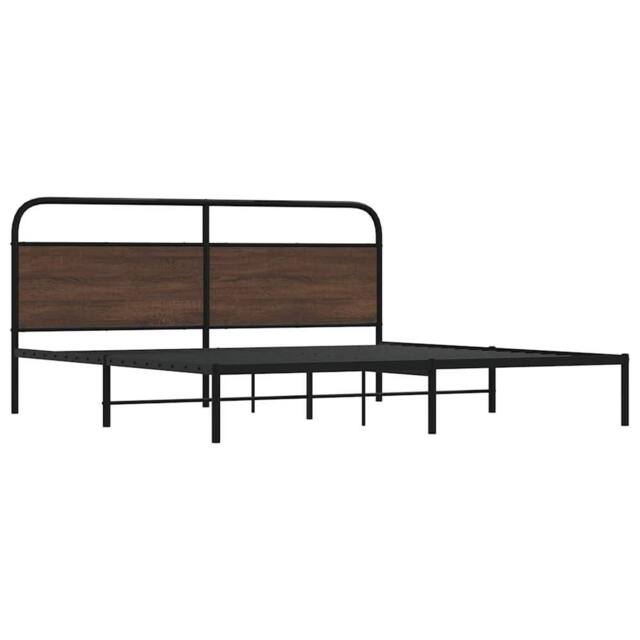 Berkfield Home Metal Bed Frame without Mattress Brown Oak 180x200 cm Super King - image 1