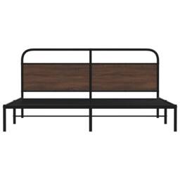 Berkfield Home Metal Bed Frame without Mattress Brown Oak 180x200 cm Super King - thumbnail 5