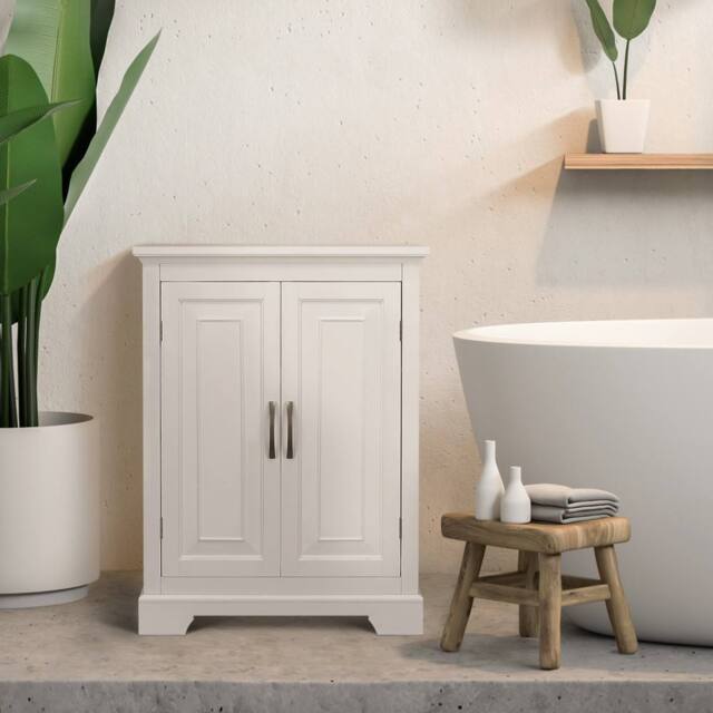 Teamson Home Freestanding Bathroom Storage Cabinet with Adjustable Shelves in White - image 1