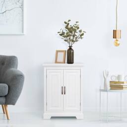 Teamson Home Freestanding Bathroom Storage Cabinet with Adjustable Shelves in White - thumbnail 3
