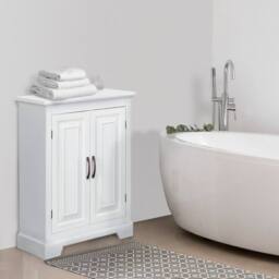 Teamson Home Freestanding Bathroom Storage Cabinet with Adjustable Shelves in White - thumbnail 4