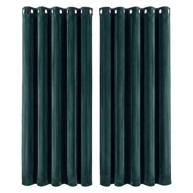 KORVIXA Thick Thermal Blackout Curtains Velvet in Green - Size: 100 cm - image 1