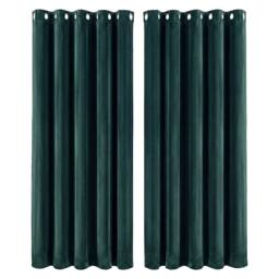 KORVIXA Thick Thermal Blackout Curtains Velvet in Green - Size: 100 cm - thumbnail 1