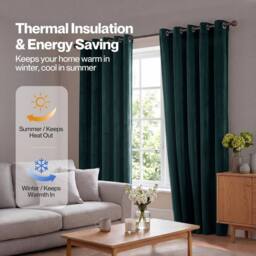 KORVIXA Thick Thermal Blackout Curtains Velvet in Green - Size: 100 cm - thumbnail 4