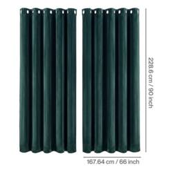 KORVIXA Thick Thermal Blackout Curtains Velvet in Green - Size: 100 cm - thumbnail 2