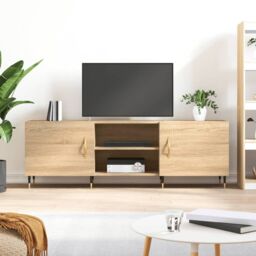 Berkfield Home TV Cabinet Sonoma Oak 150x30x50 cm Engineered Wood in Brown - Size: 150 x 30 x 50 cm - thumbnail 1