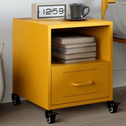 Berkfield Home Bedside Cabinet Mustard Yellow 36x39x43.5 cm Steel