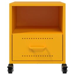 Berkfield Home Bedside Cabinet Mustard Yellow 36x39x43.5 cm Steel - thumbnail 6